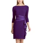 Women's Chaps Satin Trim Jersey Dress, Size: Medium, Purple