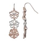 Lc Lauren Conrad Two Tone Triple Flower Linear Drop Earrings, Women's, Multicolor