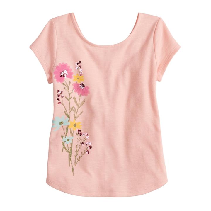 Girls 4-12 Sonoma Goods For Life&trade; Shirttail-hem Graphic Tee, Size: 7, Lt Orange