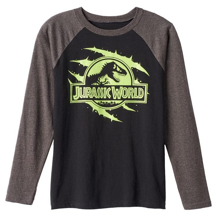 Boys 8-20 Jurassic World Raglan Tee, Boy's, Size: Large, Black