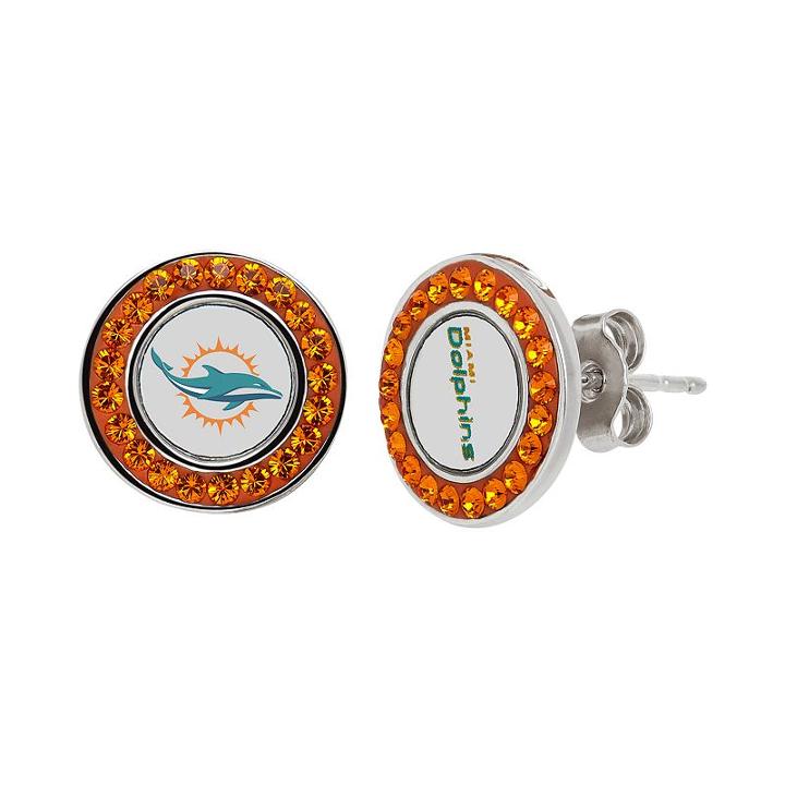 Miami Dolphins Crystal Team Logo Stud Earrings, Women's, Orange