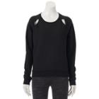 Juniors' So&reg; Perfectly Soft Cutout Raglan Sweatshirt, Teens, Size: Large, Black