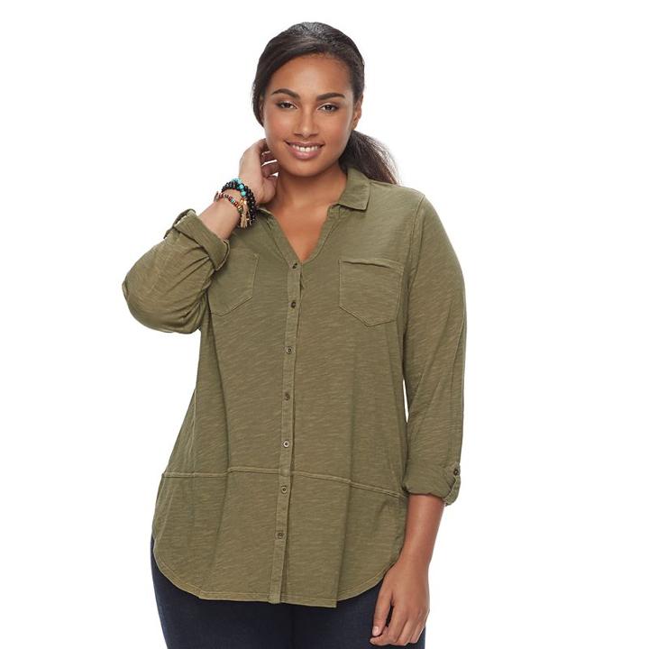 Plus Size Sonoma Goods For Life&trade; Utility Tunic, Women's, Size: 1xl, Green