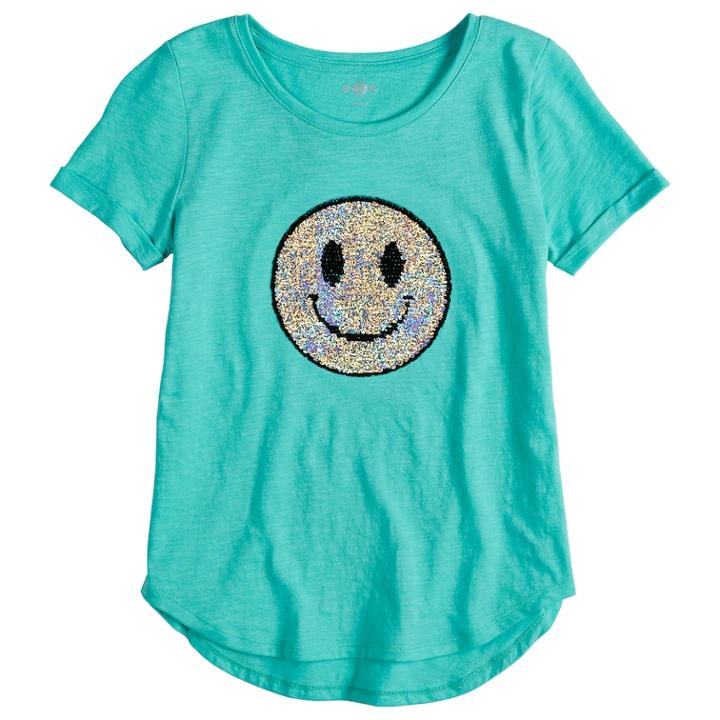 Girls 7-16 & Plus Size So&reg; Flip Sequin Rolled Cuff Tee, Size: 14 1/2, Brt Pink