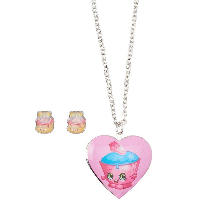 Girls Shopkins 2-pk. Wishes & Cupcake Chic Locket Necklace & Earrings Set, Multicolor
