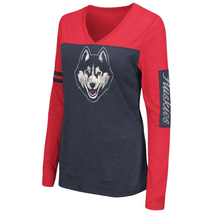 Women's Campus Heritage Uconn Huskies Distressed Graphic Tee, Size: Large, Blue (navy)
