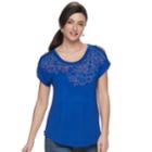 Women's Apt. 9&reg; Embellished Cold-shoulder Tee, Size: Small, Blue