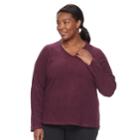 Plus Size Tek Gear&reg; Microfleece V-neck Top, Women's, Size: 3xl, Drk Purple