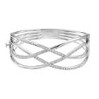 Jennifer Lopez Red Carpet Ready Cubic Zirconia Crisscross Hinged Bangle Bracelet, Women's, Silver