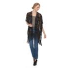 Women's Manhattan Paisley Burnout Ruana With Fringe, Black