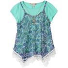 Girls 7-16 Speechless Trapeze Tank Top & Tee With Necklace, Girl's, Size: Xl, Turquoise/blue (turq/aqua)
