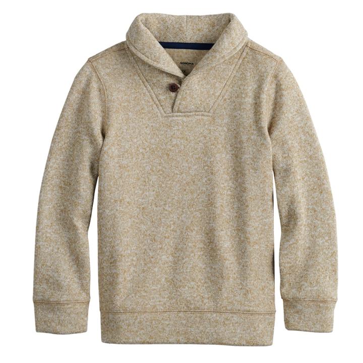 Boys 4-12 Sonoma Goods For Life&trade; Sweater Fleece Shawl Pullover Top, Size: 12, Med Beige