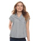 Petite Apt. 9&reg; Poplin Short Sleeve Shirt, Women's, Size: S Petite, Grey