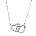 Silver Plated 1/10-ct. T.w. Diamond Interlocking Heart Link Necklace, Women's, Size: 17, Multicolor