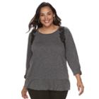 Plus Size Apt. 9&reg; Applique Top, Women's, Size: 0x, Dark Grey