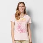 Women's Graphic V-neck Tee, Size: Small, Natural