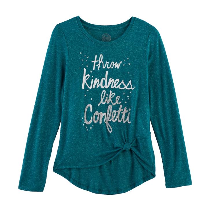 Girls 7-16 So&reg; Cozy Side Knot Tee, Size: 7-8, Green