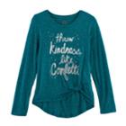 Girls 7-16 So&reg; Cozy Side Knot Tee, Size: 7-8, Green