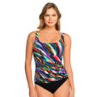 Women's Croft & Barrow&reg; Waist Minimizer Striped One-piece Swimsuit, Size: 14, Locomotion Multi