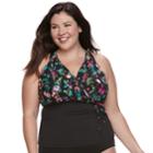 Plus Size Apt. 9&reg; Floral Overlay Tankini Top, Women's, Size: 3xl, Med Pink