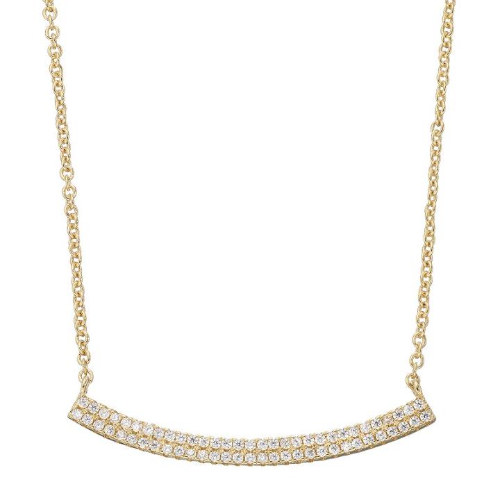 Fleur Cubic Zirconia Curved Bar Necklace, Women's, Yellow