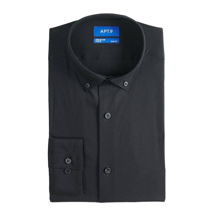 Men's Apt. 9&reg; Premier Flex Extra-slim Fit Flex Collar Dress Shirt, Size: 15-32/33, Black