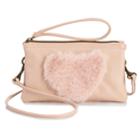 T-shirt & Jeans Heart Faux-fur Wristlet, Women's, Light Pink