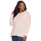 Plus Size Croft & Barrow&reg; Seed-stitch Crewneck Sweater, Women's, Size: 3xl, Light Pink