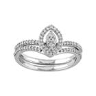 10k White Gold 1/3 Carat T.w. Diamond Marquise Engagement Ring Set, Women's, Size: 5