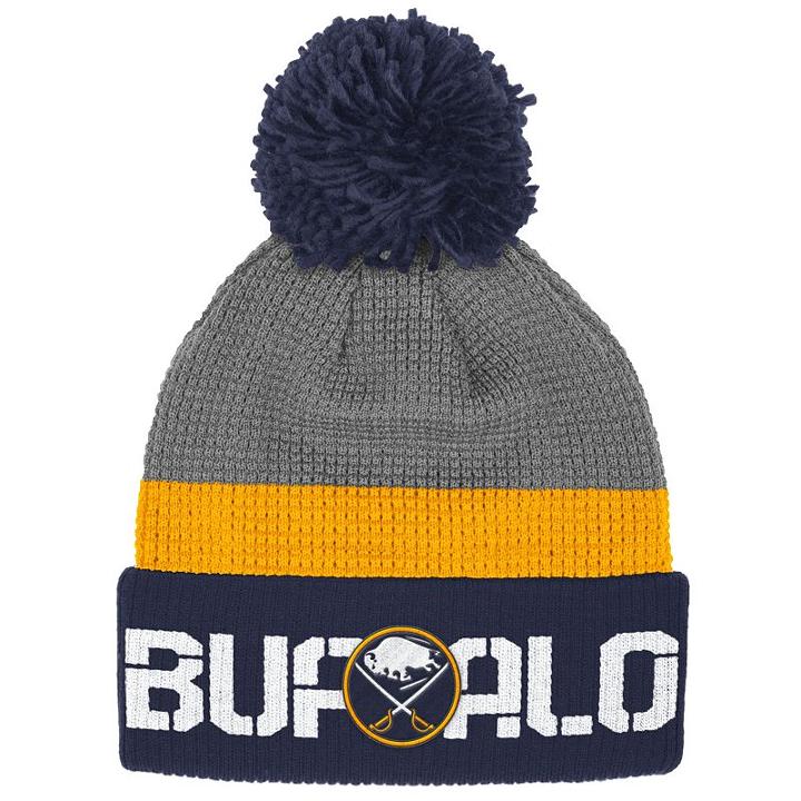 Adult Reebok Buffalo Sabres Cuffed Pom Knit Hat, Men's, Grey