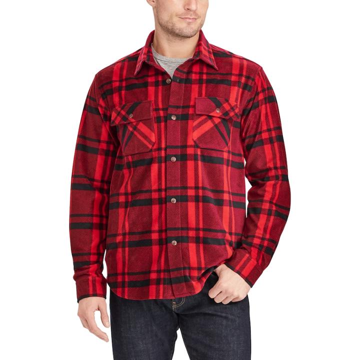 Big & Tall Chaps Classic-fit Microfleece Shirt Jacket, Men's, Size: 3xl Tall, Red