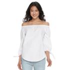 Juniors' So&reg; Poplin Off The Shoulder Top, Girl's, Size: Large, White