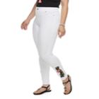 Plus Size Utopia By Hue Buttercup Embroidered Patch Leggings, Women's, Size: 2xl, White