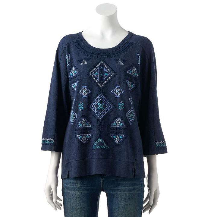 Women's Sonoma Goods For Life&trade; Embroidered French Terry Sweatshirt, Size: Xl, Blue