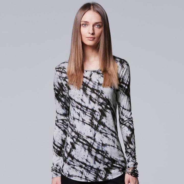 Women's Simply Vera Vera Wang Print Crewneck Tee, Size: Small, Oxford