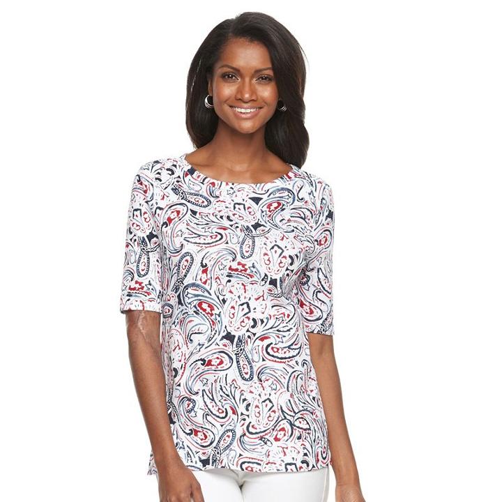 Women's Croft & Barrow&reg; Button-shoulder Tee, Size: Xs, Med Red