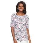 Women's Croft & Barrow&reg; Button-shoulder Tee, Size: Xs, Med Red
