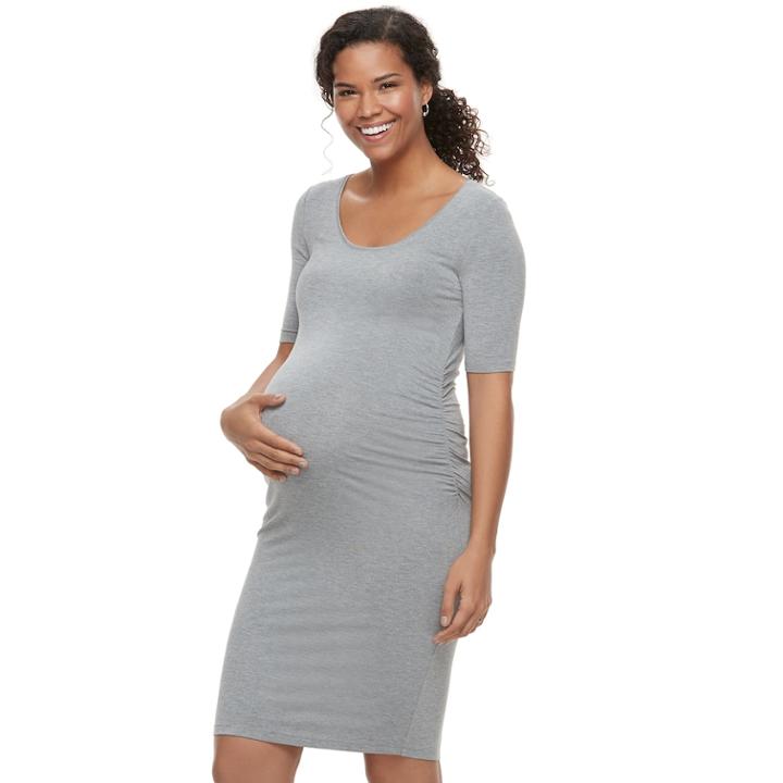 Maternity A:glow Ruched Sheath Dress, Women's, Size: S-mat, Dark Grey