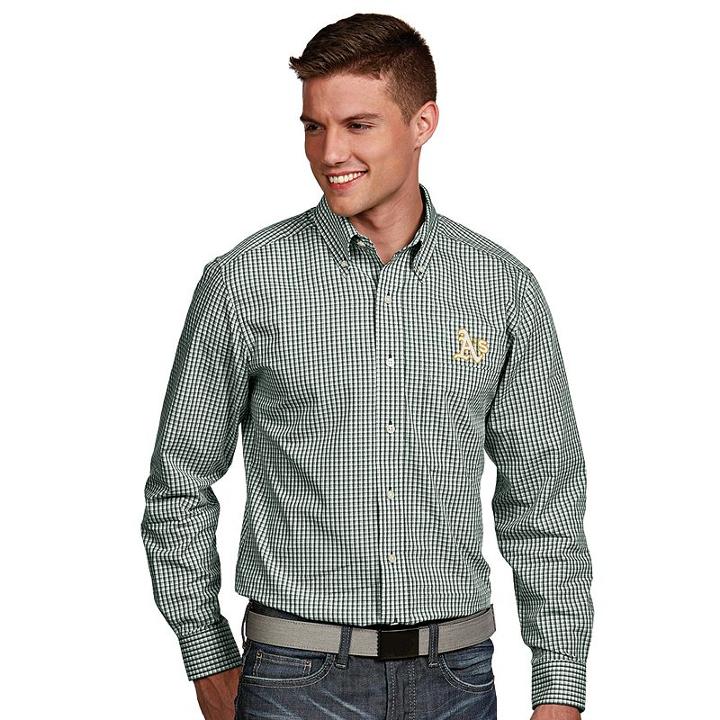 Men's Antigua Oakland Athletics Associate Plaid Button-down Shirt, Size: Large, Green