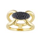 V19.69 Italia 18k Gold Over Silver Black Sapphire Ring, Women's, Size: 6