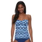 Women's Apt. 9&reg; Bust Enhancer Tie-dye Bandeaukini Top, Size: Xl, Dark Blue