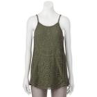 Juniors' Rewind Embroidered Cage Back Tank, Teens, Size: Small, Green Oth