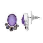 Napier Purple Stone Cluster Oval Drop Earrings, Women's