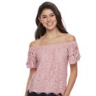Juniors' Liberty Love Lace Off-the-shoulder Top, Teens, Size: Small, Med Pink