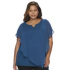 Plus Size Ab Studio Yoryu Keyhole Top, Women's, Size: 2xl, Turquoise/blue (turq/aqua)