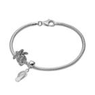 Individuality Beads Sterling Silver Snake Chain Bracelet, Palm Tree Bead & Flip-flop Charm Set, Women's