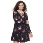 Juniors' Plus Size Mudd&reg; Sueded Strappy Neck Dress, Teens, Size: 1xl, Black