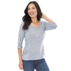 Ab Studio, Women's Ruched Scoopneck Top, Size: Regular, Blue (navy)