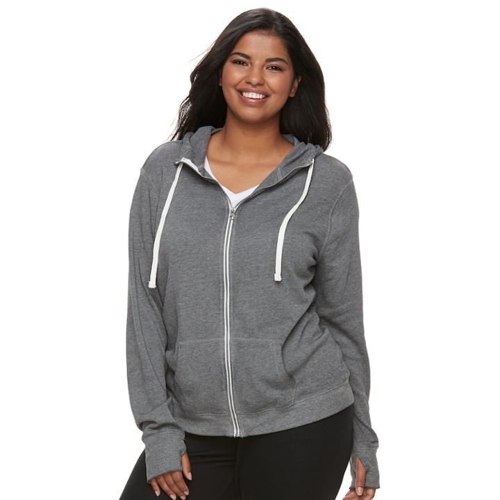 Juniors' Plus Size So&reg; Zip Up French Terry Hoodie, Size: 2xl, Black