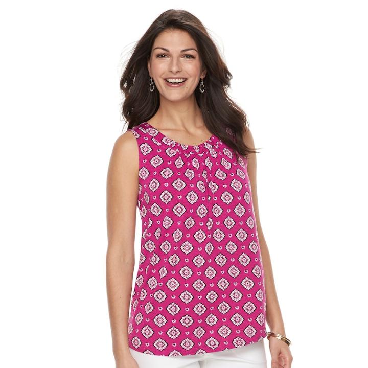 Women's Croft & Barrow&reg; Pleated Swing Tank, Size: Medium, Med Pink